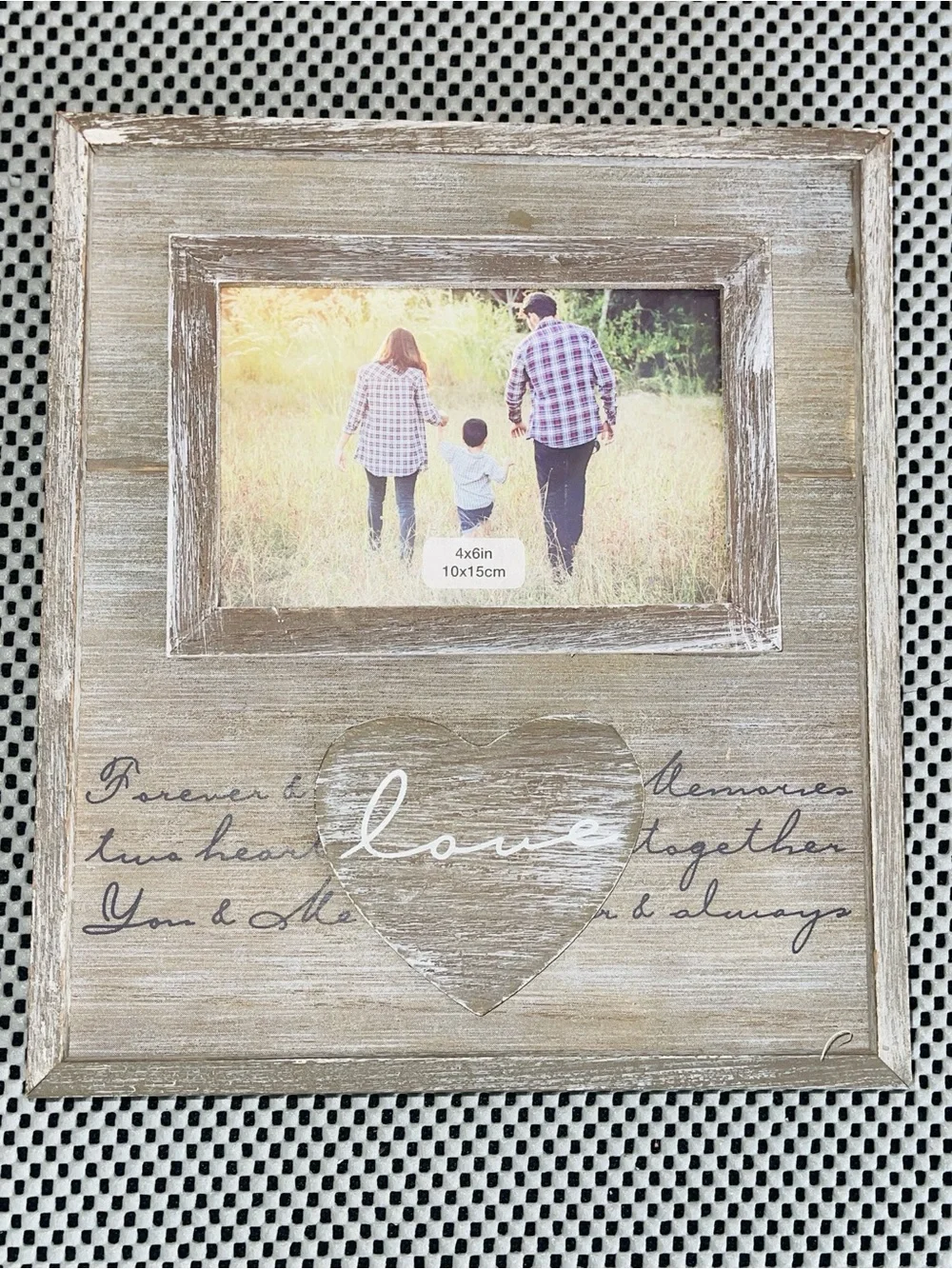 Rustic Wood 'Love' Photo Frame - Neutral Taupe Boho Barn Farmhouse